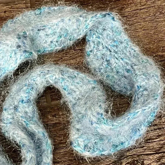 Icy Blue Accessory Scarf - Winter Christmas - 58" - Crumpled - Picture 2 of 3